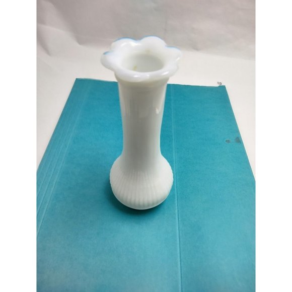 Vase Accents Randall White Milk Glass Bud Vase 6 Inch Ribbed